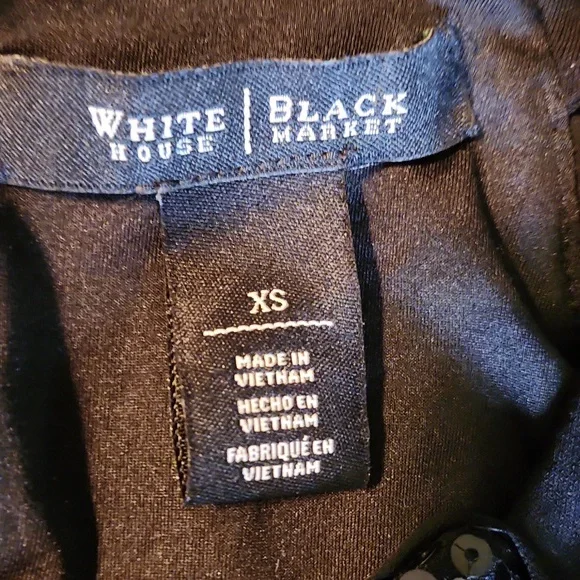 WHITE HOUSE BLACK MARKET SZ XS Poly Spandex Black Sequined Tank Top Blouse Shirt - Picture 4 of 6